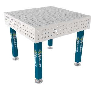 Stół Spawalniczy PLUS INOX 1000 x 1000 mm Siatka - 50x50mm, System - Φ16, Nogi - Na stopach, Blat - Blat PLUS INOX