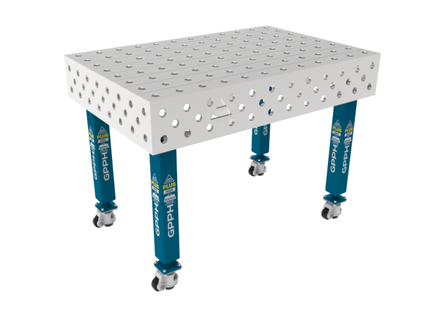 Stół Spawalniczy PLUS INOX 1200 x 800 mm Siatka - 100x100mm, System - Φ28, Nogi - Na kołach, Blat - Blat PLUS INOX