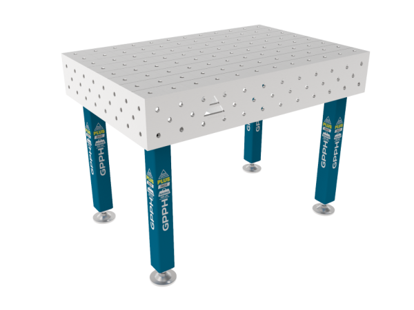 Stół Spawalniczy PLUS INOX 1200 x 800 mm Siatka - 100x100mm, System - Φ16, Nogi - Na stopach, Blat - Blat PLUS INOX