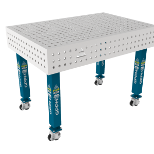 Stół Spawalniczy PLUS INOX 1200 x 800 mm Siatka - 50x50mm, System - Φ16, Nogi - Na kołach, Blat - Blat PLUS INOX
