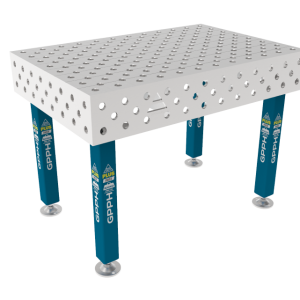 Stół Spawalniczy PLUS INOX 1200 x 800 mm Siatka - diagonalna, System - Φ28, Nogi - Na stopach, Blat - Blat PLUS INOX