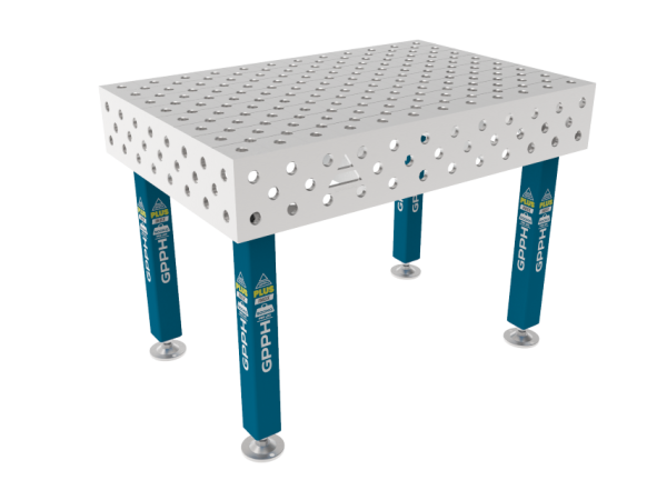Stół Spawalniczy PLUS INOX 1200 x 800 mm Siatka - diagonalna, System - Φ28, Nogi - Na stopach, Blat - Blat PLUS INOX