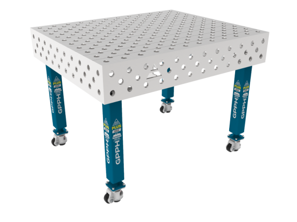 Stół Spawalniczy PLUS INOX 1200 x 1000 mm Siatka - diagonalna, System - Φ28, Nogi - Na kołach, Blat - Blat plus INOX