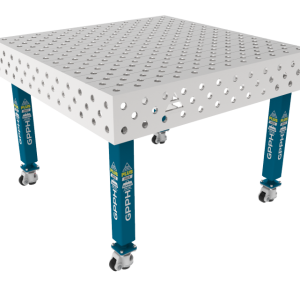 Stół Spawalniczy PLUS INOX 1200 x 1200 mm Siatka - diagonalna, System - Φ28, Nogi - Na kołach, Blat - Blat PLUS INOX