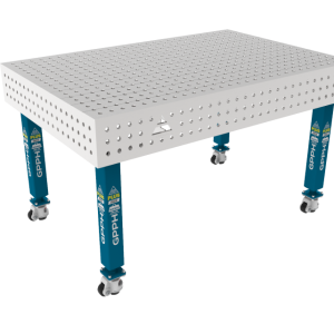Stół Spawalniczy PLUS INOX 1500 x 1000 mm Siatka - 50x50mm, System - Φ16, Nogi - Na kołach, Blat - Blat PLUS INOX