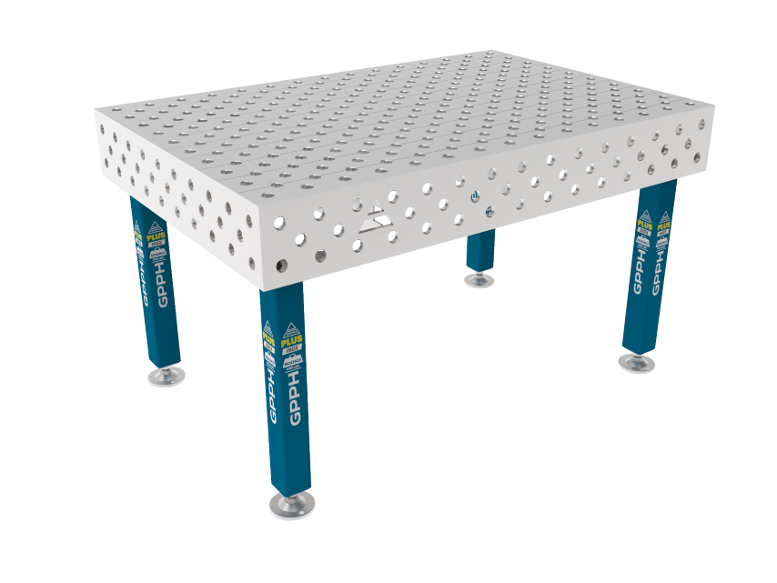 Stół Spawalniczy PLUS INOX 1500 x 1000 mm Siatka - diagonalna, System - Φ28, Nogi - Na stopach, Blat - Blat PLUS INOX