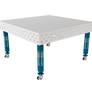Stół Spawalniczy PLUS INOX 1500 x 1480 mm Siatka - 100x100mm, System - Φ16, Nogi - Na kołach, Blat - Blat PLUS INOX
