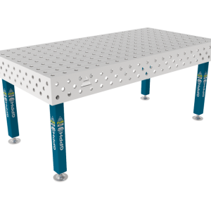 Stół Spawalniczy PLUS INOX 2000 x 1000 mm Siatka - 100x100mm, System - Φ28, Nogi - Na stopach, Blat - Blat PLUS INOX