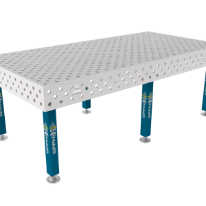 Stół Spawalniczy PLUS INOX 2400 x 1200 mm Siatka - diagonalna, System - Φ28, Nogi - Na stopach, Blat - Blat PLUS INOX