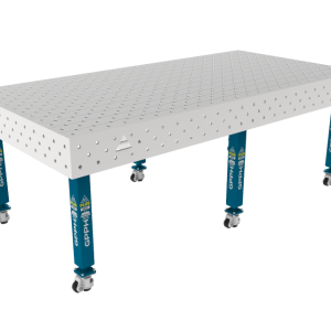 Stół Spawalniczy PLUS INOX 2400 x 1200 mm Siatka - diagonalna, System - Φ16, Nogi - Na kołach, Blat - Blat PLUS INOX