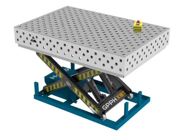 Stół Spawalniczy PRO INOX 1500x1000 mm z hydraulicznym systemem podnoszenia, system 28, siatka diagonalna