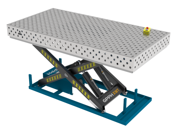 Stół Spawalniczy PRO INOX 2400x1200 mm z hydraulicznym systemem podnoszenia, system 28, siatka diagonalna