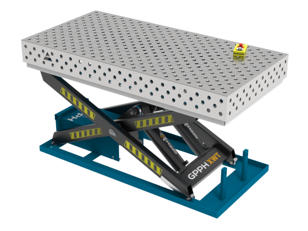 Stół Spawalniczy PLUS INOX 2000x1000 mm z hydraulicznym systemem podnoszenia, system 28, siatka diagonalna