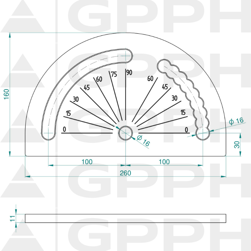 Kątomierz, System - Φ16, Seria - PLUS rysunek techniczny