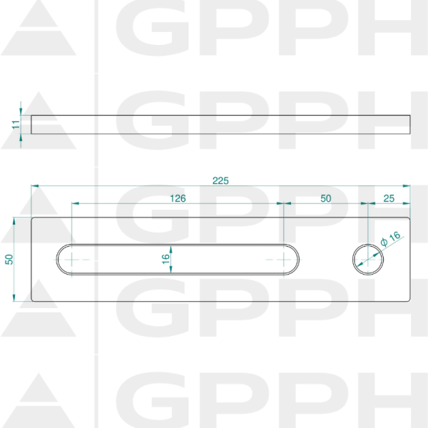 Stop 225, System - Φ16, Series - PLUS technical drawing