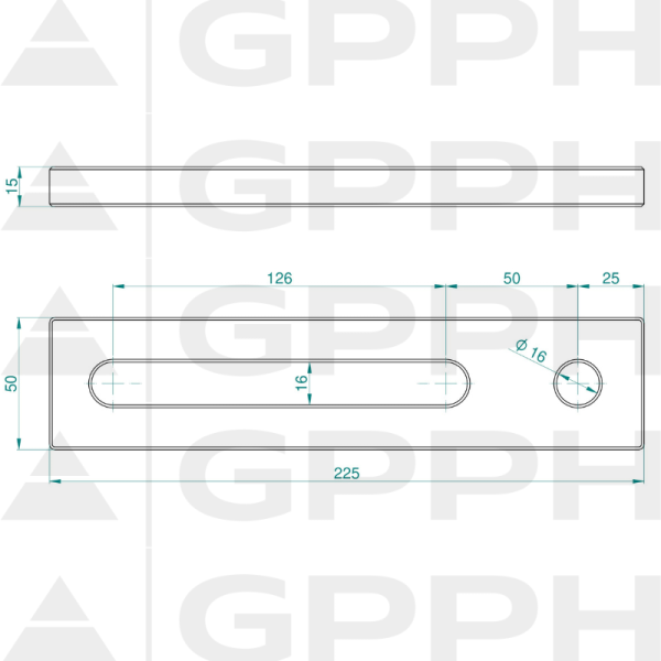 Stop 225, System - Φ16, Series - PRO technical drawing