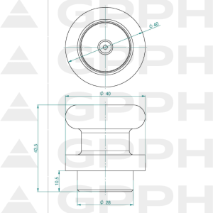 Magnetyczny trzpień mocujący PLUS - fi28 mm - rysunek techniczny