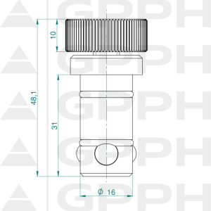 Trzpień mocujący PLUS - fi16 mm - rysunek techniczny