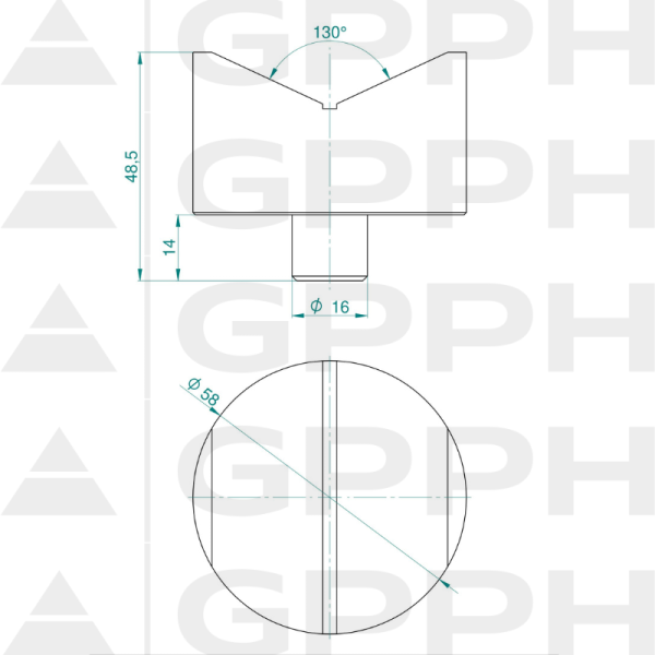 Pryzma fi58mm 130 system fi16 mm - rysunek techniczny