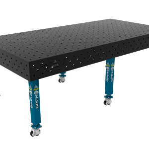 Stół Spawalniczy PLUS Siatka - 100x100mm, System - Φ16, Rozmiar - 2400x1200mm, Nogi - Na kołach