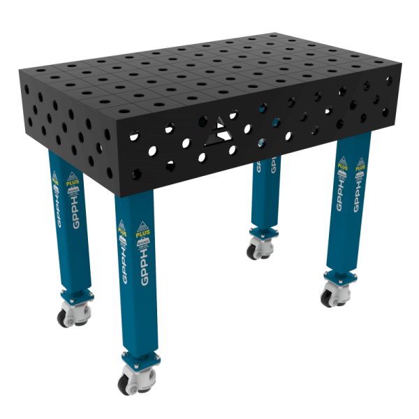 Stół Spawalniczy PLUS Rozmiar - 1000x600mm, Siatka - 100x100mm, System - Φ28, Nogi - Na kołach