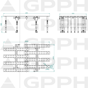 Technical drawing MWT SINGLE EXTENDABLE TABLE 2630x1600 mm fi28 100x100