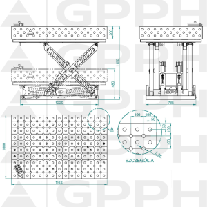 Technical drawing XWT ECO table 1500x1000 mm fi28 diagonal