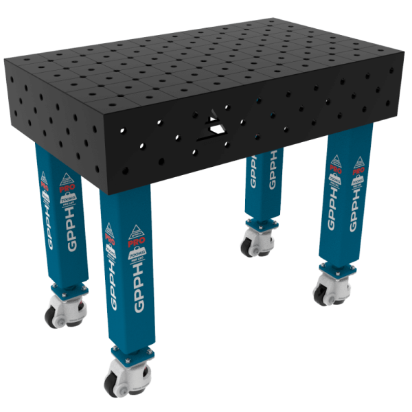 PRO Welding Table Size - 1000x600mm, Grid - diagonal, System -  Φ16, Legs - On wheels