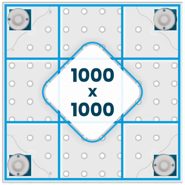 Ożebrowanie stołu 1000 x 1000 mm
