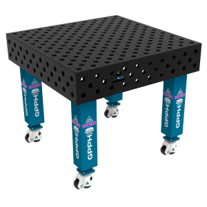 Stół Spawalniczy EXPERT Rozmiar - 1000x1000mm, Siatka - diagonalna, System - Φ28, Nogi - Na kołach