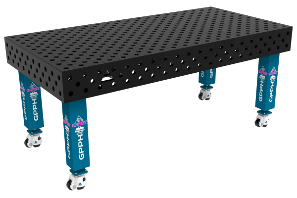 Stół Spawalniczy EXPERT Rozmiar - 2000x1000mm, Siatka - diagonalna, System - Φ28, Nogi - Na kołach
