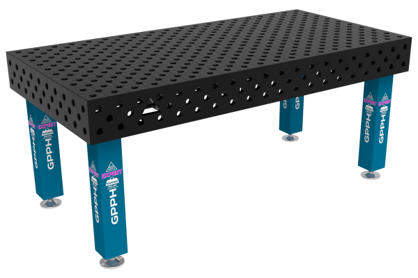 Stół Spawalniczy EXPERT Rozmiar - 2000x1000mm, Siatka - diagonalna, System - Φ28, Nogi - Na stopach