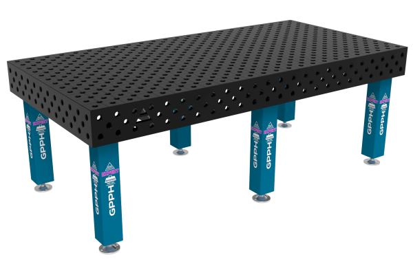 Stół Spawalniczy EXPERT Rozmiar - 2400x1200mm, Siatka - diagonalna, System - Φ28, Nogi - Na stopach