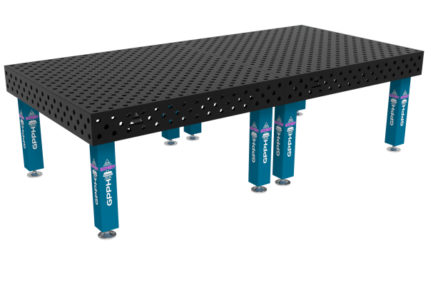 Stół Spawalniczy EXPERT Rozmiar - 3000x1480mm, Siatka - diagonalna, System - Φ28, Nogi - Na stopach