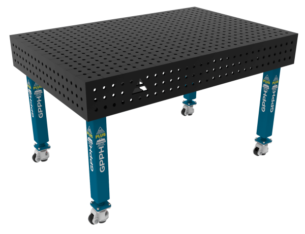 Stół Spawalniczy PLUS Siatka - 50x50mm, System - Φ16, Rozmiar - 1500x1000mm, Nogi - Na kołach