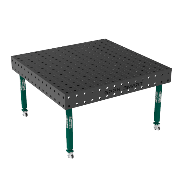 Stół spawalniczy SMART Siatka - 100x100mm, System - Φ28, Rozmiar - 1500x1480mm, Nogi - Na kołach, Blat - 15mm
