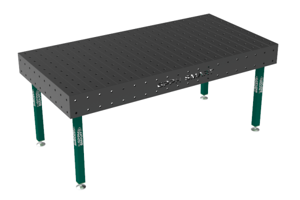 Stół spawalniczy SMART Siatka - 100x100mm, System - Φ16, Rozmiar - 2000x1000mm, Nogi - Na stopach, Blat - 15mm