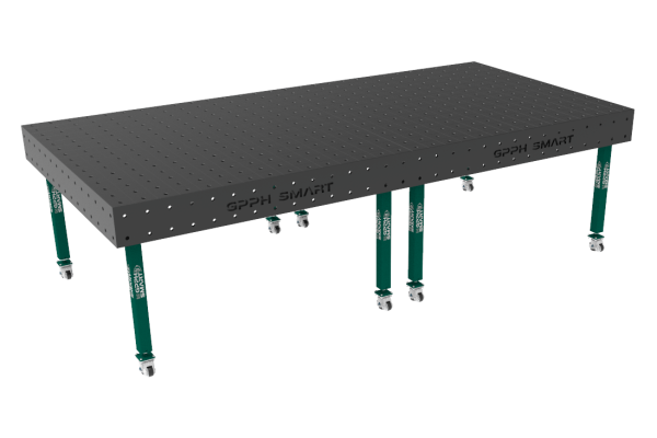 Stół spawalniczy SMART Siatka - 100x100mm, System - Φ16, Rozmiar - 3000x1480mm, Nogi - Na kołach, Blat - 15mm