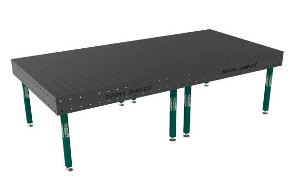 Stół spawalniczy SMART Siatka - 100x100mm, System - Φ16, Rozmiar - 3000x1480mm, Nogi - Na stopach, Blat - 15mm