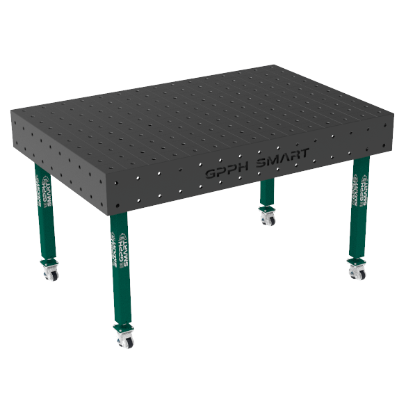 Stół spawalniczy SMART Siatka - 100x100mm, System - Φ16, Rozmiar - 1500x1000mm, Nogi - Na kołach, Blat - 12mm