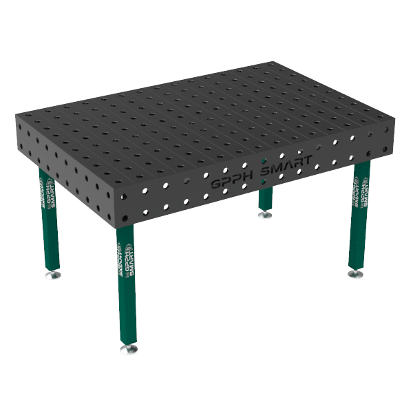 Stół spawalniczy SMART Siatka - 100x100mm, System - Φ28, Rozmiar - 1500x1000mm, Nogi - Na stopach, Blat - 12mm