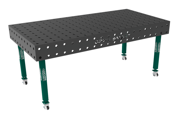 Stół spawalniczy SMART Siatka - 100x100mm, System - Φ28, Rozmiar - 2000x1000mm, Nogi - Na kołach, Blat - 12mm