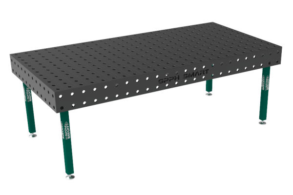 Stół spawalniczy SMART Siatka - 100x100mm, System - Φ28, Rozmiar - 2400x1200mm, Nogi - Na stopach, Blat - 12mm