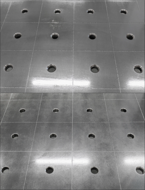 Stół Spawalniczy PLUS 1500x1480 mm – System otworów φ16, siatka 100x100 mm