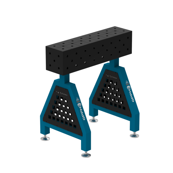 Podpora spawalnicza TRESTLE PLUS 800x200x200 mm - system fi 16 - Siatka DIAGONALNA - Na stopach