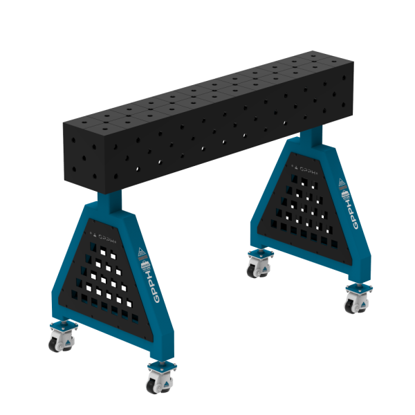 Podpora spawalnicza TRESTLE PLUS 1200x200x200 mm - system fi 16 - Siatka DIAGONALNA - Na kołach