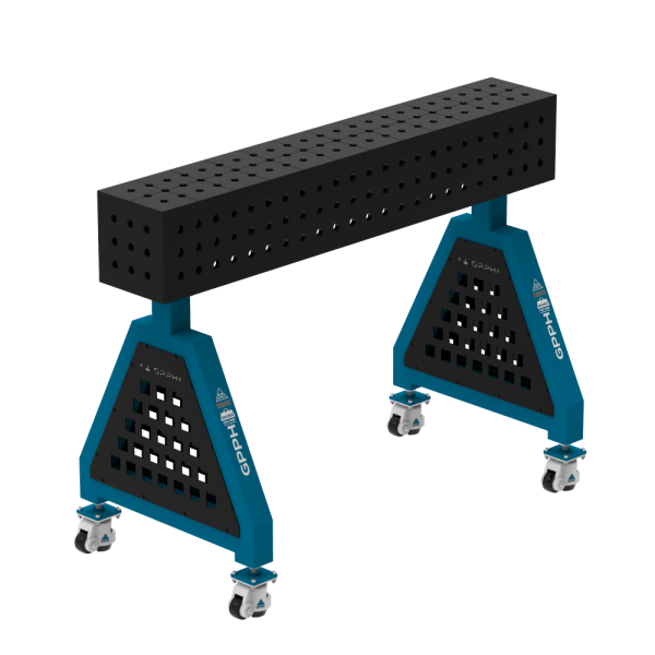 Podpora spawalnicza TRESTLE PLUS 1200x200x200 mm - system fi 16 - Siatka 50x50 mm - Na kołach