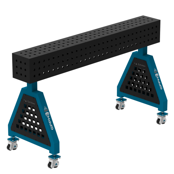 Podpora spawalnicza TRESTLE PLUS 1500x200x200 mm - system fi 16 - Siatka 50x50 mm - Na kołach