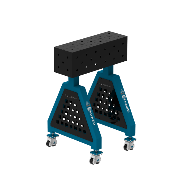 Podpora spawalnicza TRESTLE ECO 600x200x200 mm - system fi 16 - Siatka DIAGONALNA - Na kołach