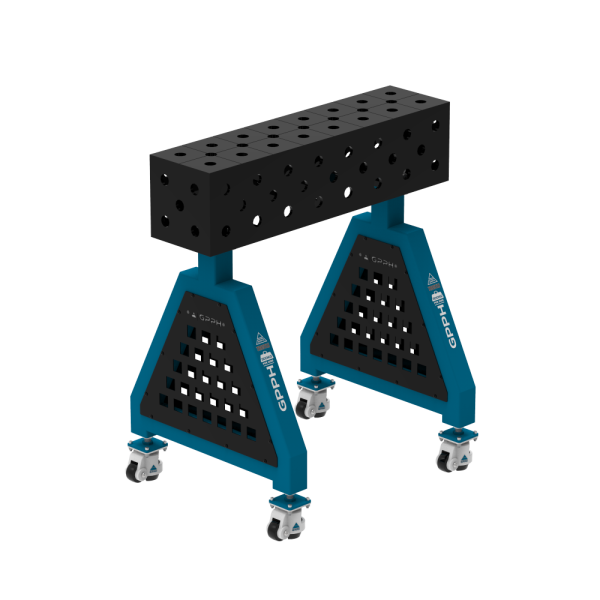 Podpora spawalnicza TRESTLE ECO 800x200x200 mm - system fi 28 - Siatka DIAGONALNA - Na kołach